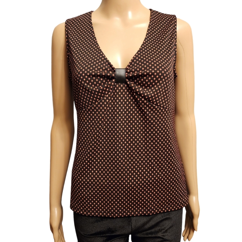 Michael Kors Black Sleeveless Geometric Blouse NWT M